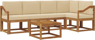 vidaXL Conjunto De Sof&aacute;s De Exterior 6 Uds. Natural Y Beige Vidaxl
