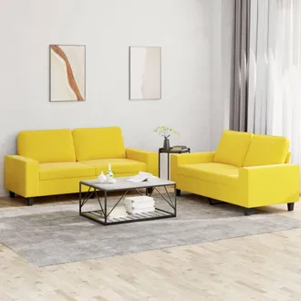 vidaXL Vidaxl - Juego De Sof&aacute;s 2 Piezas Tela Amarillo Claro