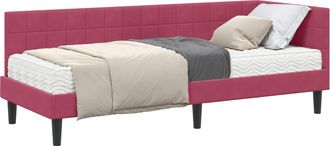 vidaXL Estructura De Cama Esquina Con Colch&oacute;n 2 Uds. Rojo Vino Vidaxl