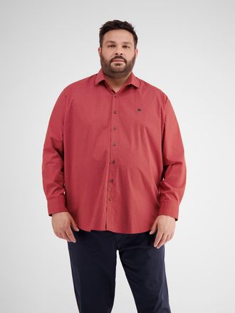 Lerros Langarmhemd LERROS Modisches Hemd mit Haifischkragen, gemustert, Herren, Gr. 5XL, extraweit, rot (urban rot), 97% Baumwolle, 3% Elasthan, Hemden Langa