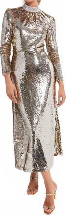 Saloni Jena Embroidered Midi Dress In Champagne