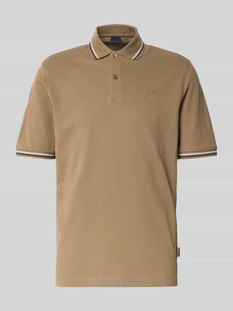 Bugatti Poloshirt mit kurzer Knopfleiste in Taupe, Gr&ouml;&szlig;e XXL