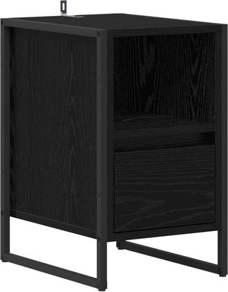 vidaXL Mesa De Noche Con Caj&oacute;n Roble Negro 39,5 X 30 X 50 Cm Vidaxl