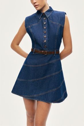 Nocturne Belted Denim Mini Dress in Navy at Nordstrom, Size X-Small Eu