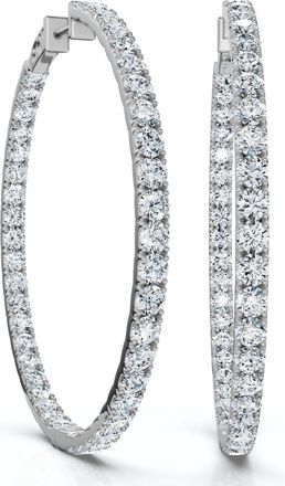 Pompeii3 8.00CT 2 Diamond Inside Outside Hoops 14k White Gold Lab Grown