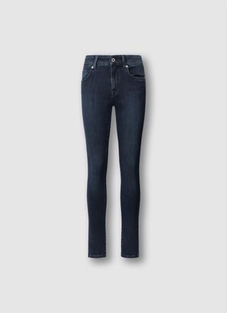 Pepe Jeans London Skinny-fit-Jeans PEPE JEANS SKINNY JEANS MW, Damen, Gr. 25, L&auml;nge 30, tiefblau, Denim/Jeans, Obermaterial: 84% Baumwolle, 15% Polyester, 1% Elasthan, 