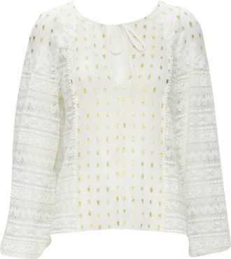 Temperley London sheer jacquard crochet lace bohemian top