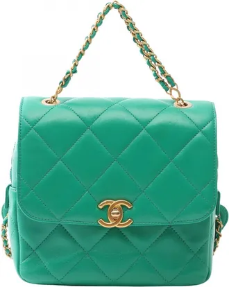 Chanel Green Leather Backpack (Pre-Owned)