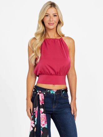 Guess Eli Satin Halter Crop Top