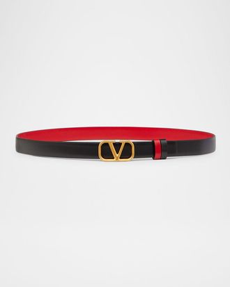 Valentino Garavani VLogo Signature Reversible Leather Belt, 20mm