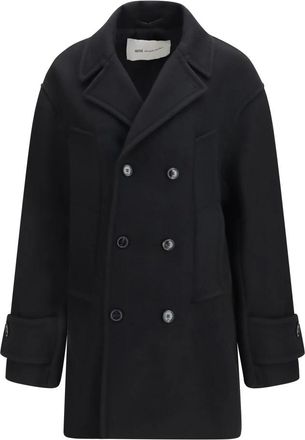 Ami Caban corto in lana vergine - - Coats - Donna - Nero - 2XS