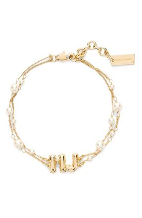 Marc Jacobs MJ Balloon Charm Faux Pearl Bracelet in Gold at Nordstrom