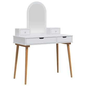 vidaXL Conjunto De Mesa De Tocador Fauske 4 Uds. Blanco Vidaxl
