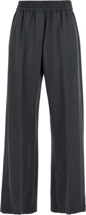 Brunello Cucinelli Broeken, Dames, Grijs, XS, Wol, Grijze Wollen Blend Elastische Taillebroek