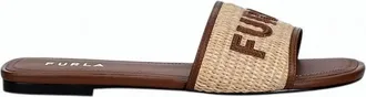 Furla Rubber Sole Natural Leather Lined Flippers