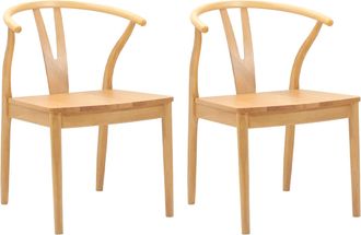 vidaXL Silla De Comedor 2 Uds. Madera De Caucho S&oacute;lido Natural Vidaxl