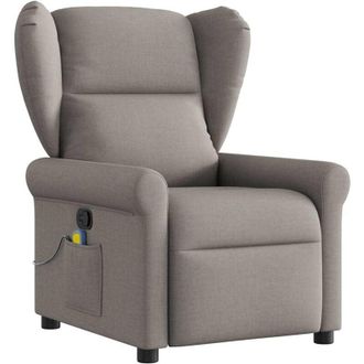 vidaXL Sill&oacute;n De Masaje Reclinable De Tela Gris Taup&eacute; Vidaxl