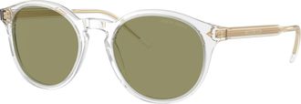 Giorgio Armani 0ar8211 Round Clear Acetate Sunglasses with Golden Accents
