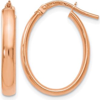 Diamond2Deal 14K Rose Gold Polished Oval Shape Hoop Earrings