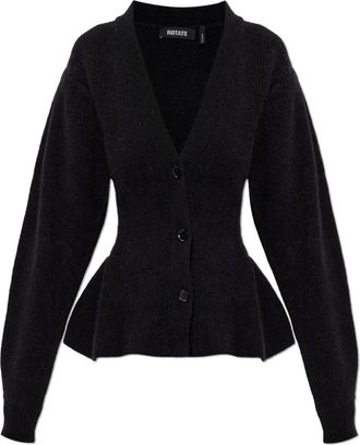 Rotate Cardigan met Peplum - Dames - Vesten - Zwart - M - Wol - Truien & Vesten