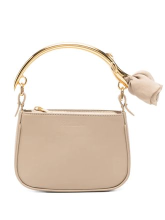 Blumarine Borsa tote mini in pelle con rosa - Marrone