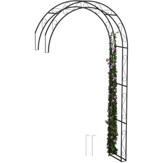 Relaxdays Relaxdays Arco Jard&iacute;n Semicircular, Metal, 245x130x36 Cm, Soporte Enredaderas Y Rosas, Tutor Plantas Trepadoras, Negro
