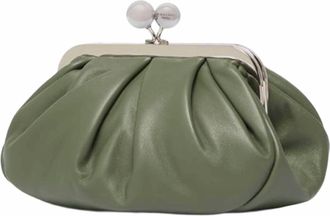 Max Mara Womens Clutch Bag Prati Pasticcino Green Leather Handbags Hand
