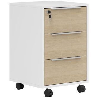 HOMCOM Cajonera de oficina 40x40x63.5 cm blanco y roble