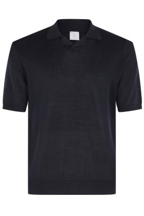 Eleventy Blue Collar Short-Sleeve Cotton Polo