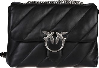 Pinko Love Big Puff Black Sheepskin Shoulder Bag