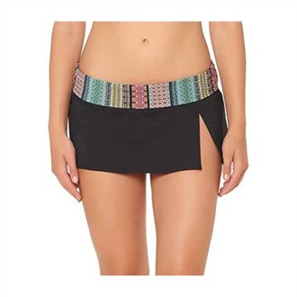 Bleu Rod Beattie Printed Waist Swim Bikini Skirt In Blue/black