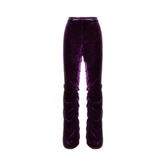 Gucci Wide Trousers, female, Purple, Size: XS High Waist Velvet Pant
