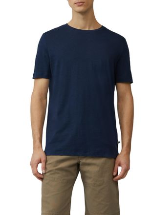 s.Oliver T-Shirt S.OLIVER, Herren, Gr. 3XL, blau (dunkelblau), Obermaterial: 70% Baumwolle, 30% Leinen, unifarben, regular fit taillenbedeckt, Rundhals, gerade