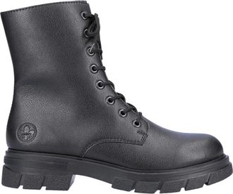 Rieker Casual Gesloten Laarzen - Dames - Veterlaarzen - Zwart - 37 EU - Leer - Schoenen