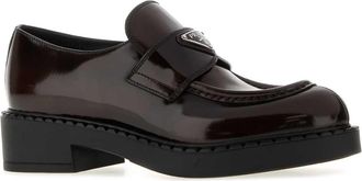 Prada Womens Dark Brown Leather Loafers Bruciato Mocassini