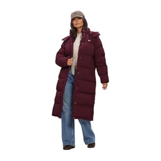Tommy Jeans Alaska Long Puffer - Dames - Mantels - Bruin - Maat: M Poliester