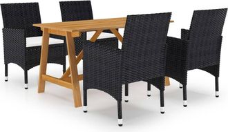 vidaXL Juego De Comedor De Jard&iacute;n De 5 Piezas Negro Vidaxl
