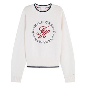 Tommy Hilfiger Truien & Vesten, Dames, Wit, S, Katoen, RWB Nautical C-Nk Swtr