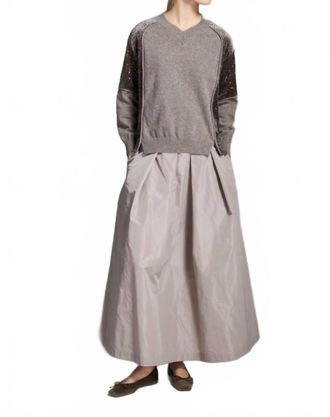Tricot Chic Sequin Sweater In Grey Taupe
