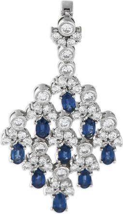 Luxury Bazaar Pendente in oro bianco 18 carati con diamanti e zaffiri - Argento