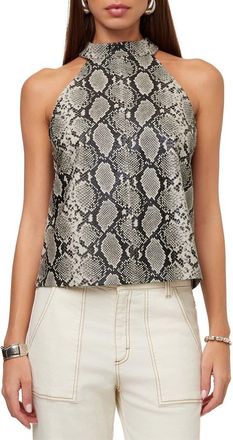 Fifteen Twenty Alexis Faux Leather Halter Top in Print at Nordstrom, Size X-Small