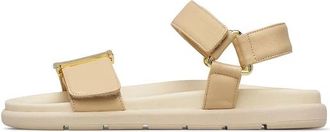 Loriblu Platte Nappa Leren Sandalen - Dames - Sandalen - Beige - 39 EU - Leer - Schoenen