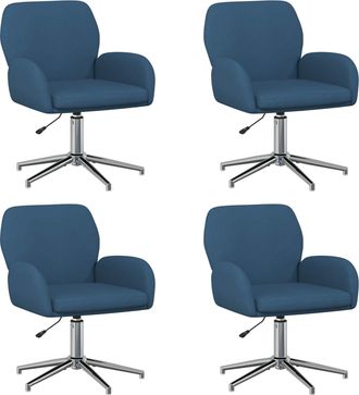 vidaXL Sillas De Escritorio Giratorias 4 Uds. 54 X 58 X 90 Cm Azul Vidaxl