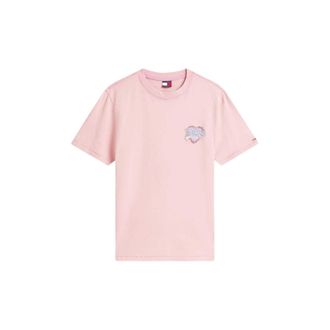 Tommy Jeans Dames-T-shirt met ronde hals en grafische print (Roze)