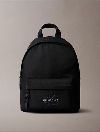 Calvin Klein Mens Nylon Monologo Small Round Backpack - Black