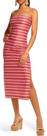 Ramy Brook Nava Chevron Strapless Midi Dress in Flame Chevron at Nordstrom, Size Medium