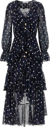 Self Portrait polka dot georgette ruffle maxi dress