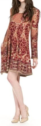 Papillon Floral Paisley Print Panelled Swing Dress In Burgundy