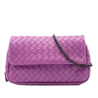 Bottega Veneta Pre-owned Woven Leather Crossbody Bag - Dames - Pre-owned - Paars - Maat: ONE Size Leer