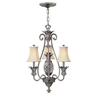 Netlighting Plantation Multi Arm Chandelier 3 Light Polished Antique Nickel Finish E14 in Grey
